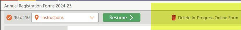 Image of how to delete a form.